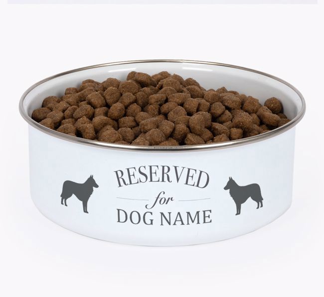 Reserved For: Personalized {breedFullName} Enamel Dog Bowl